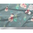 thumbnail image 2 of Soimoi Green Velvet Fabric Snowman & Tree Christmas Printed Fabric 1 Yard 58 Inch Wide, 2 of 5
