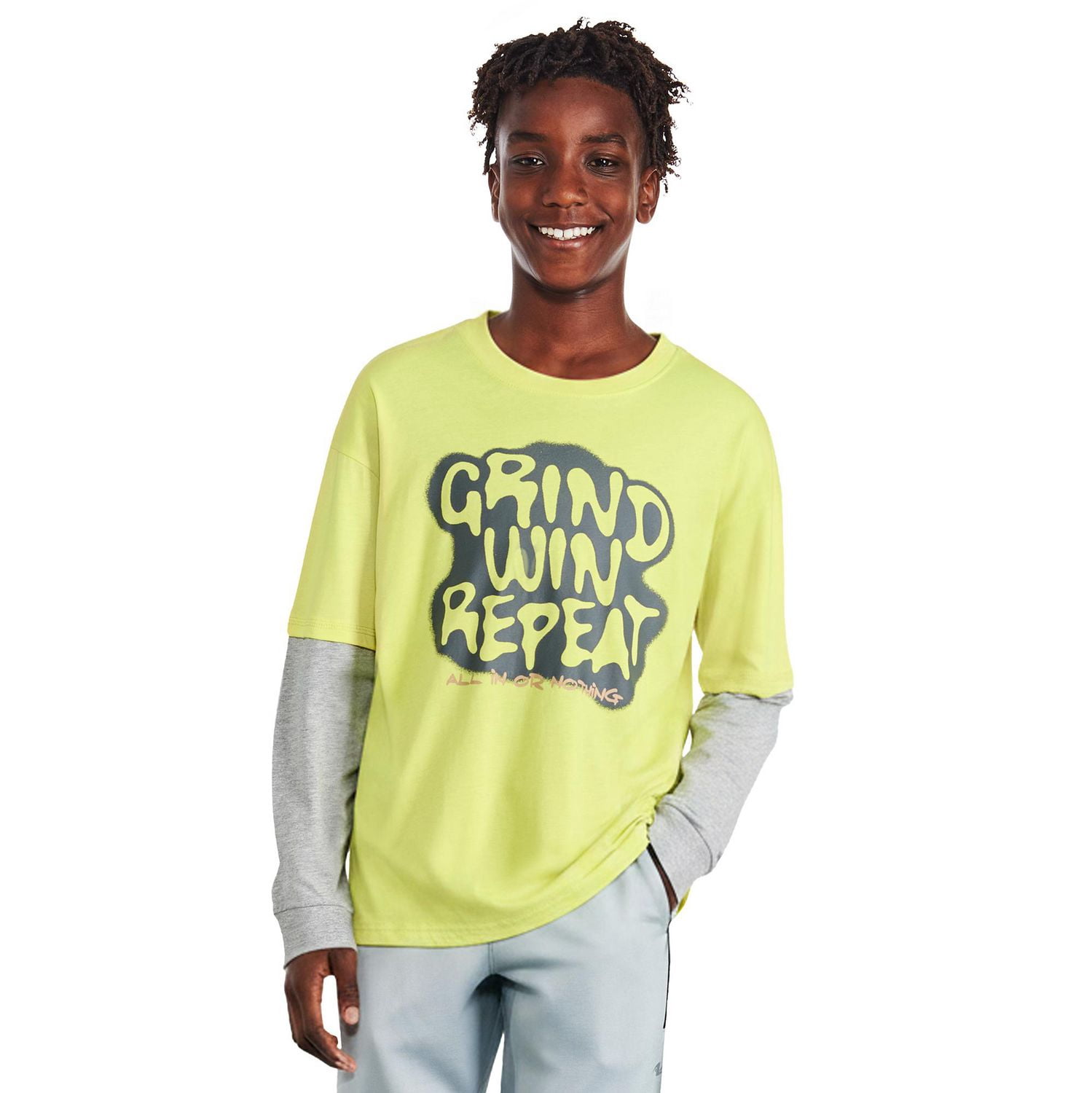T-shirt trompe-l’œil à manches longues Athletic Works pour garçons