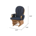 thumbnail image 2 of Foundations Lullaby Wood Base Glider Nursery Rocking Chair, Padded Armrests & Storage Pockets, Natural/Blue, 2 of 2