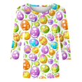 thumbnail image 4 of UPPADA Bunny T-Shirts de Pâques pour Femmes Lapin Oeuf Imprimé T-Shirts Manches 3/4 Col Rond T-Shirts d'Été Décontractés Mignons T-Shirts Graphiques Chandail Confortable Haut Vert,TG, 4 of 5