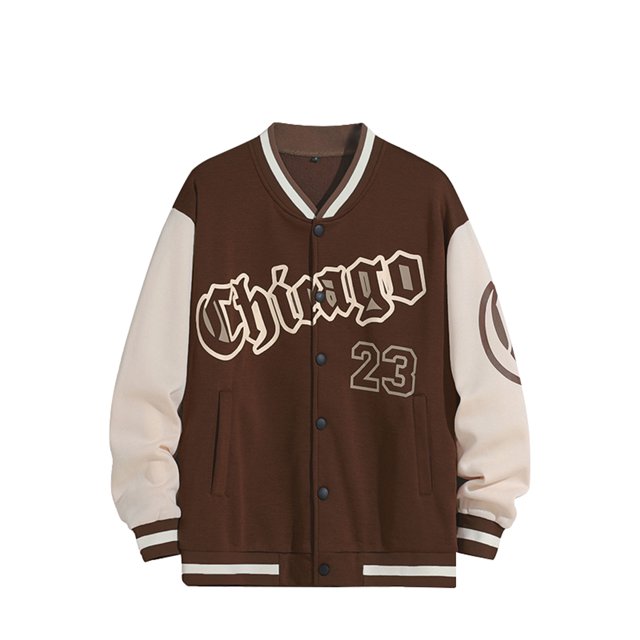 Faithtur Men's Spring Autumn Casual Coat Long Sleeve Letter Printed Button Up Contrast Color Baseball Jacket