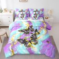 thumbnail image 1 of Gold Marble Bed in a Bag King Size Comforter Set 7 Pieces Purple Butterfly Bedding Sets,Cyan Marbling Sheet Set Abstract Ombre Ink Fluid Art Bed Set,Rustic Animal Dreamy Butterflies Room Decor, 1 of 5
