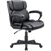Mid-Back Faux Leather Ergonomic Executive Office Desk Chair，Black