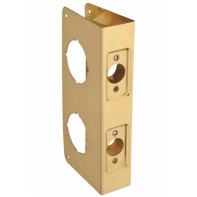 Don Jo 942-PB-CW Wrap-Around, Lockset & Deadlock Plate 9" Brass 2-3/8" Bs