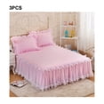 thumbnail image 3 of maskred Throw Lace Ruffle Bed Skirt Durable And Beautiful For Anywhere Universal Fit Non-slip Mattress Cover pink, 3 of 6