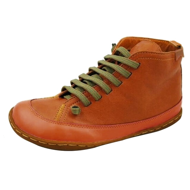 Women's Comfortable Booties Solid Color Leather Flat Heel Boots Retro Shoes