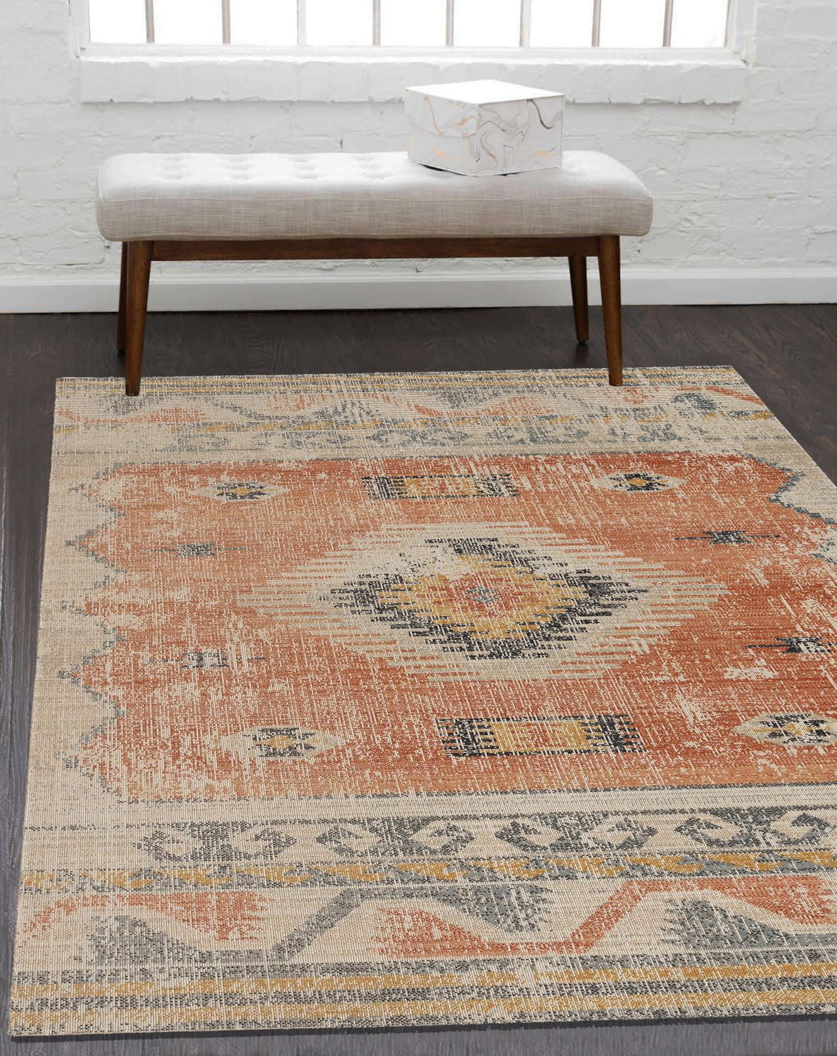 Tapis Grand Zéro Barlow ivoire & rouille de 5 pi x 7 pi 6 po
