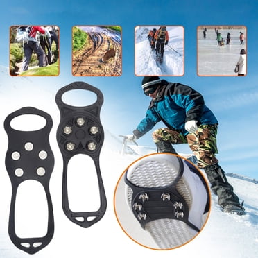 Snow Ice Grips for Shoes and Boots | Universal Fit Winter Traction Cleats with Metal Studs Spikes | Lightweight Compact Anti-Slip Straps | 7 Steel Studs | 1 Set | Easy Velcro Fasten | Footwear Safety