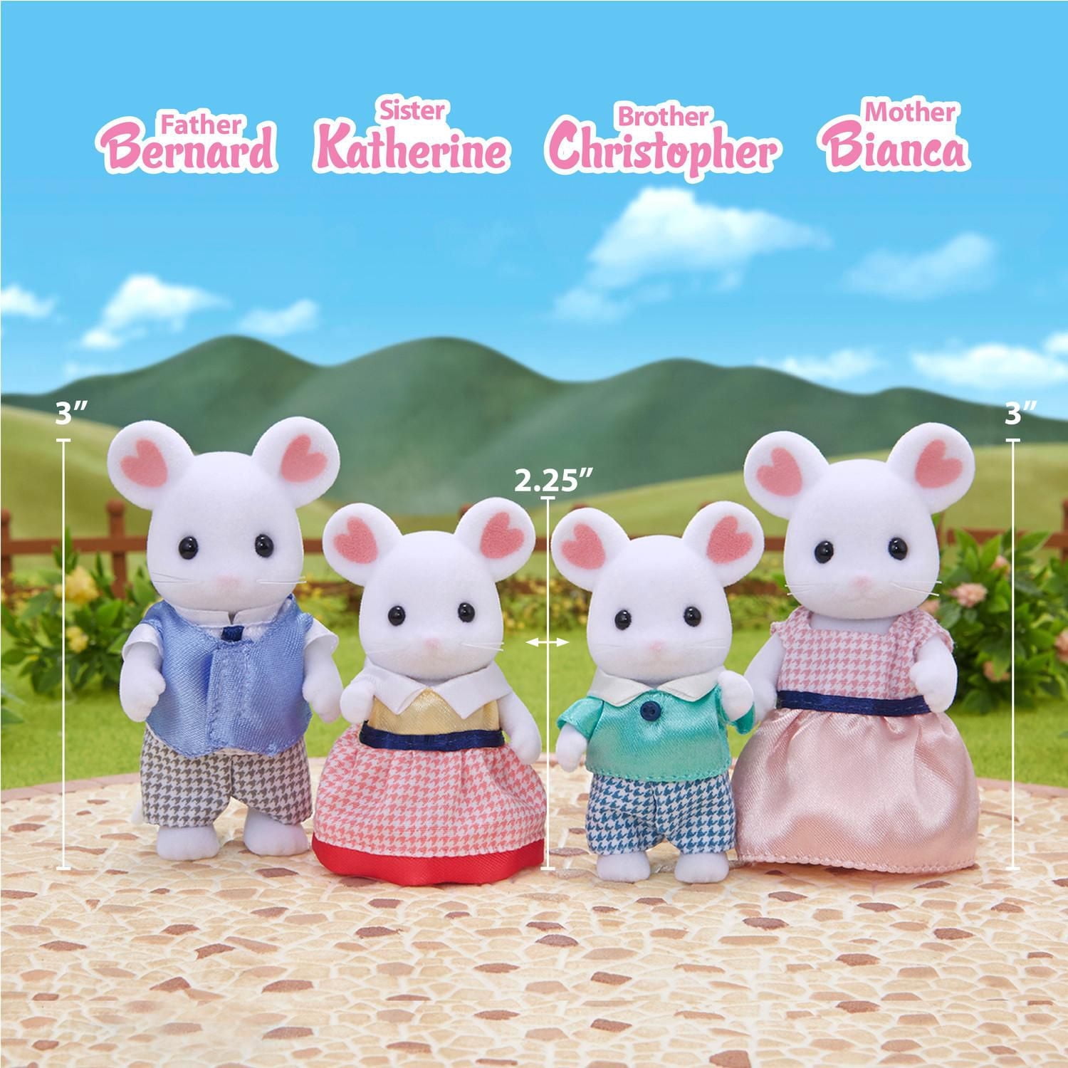 Famille Marshmallow Mouse de Calico Critters, ensemble de 4 poupées figurines à collectionner