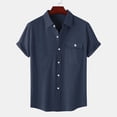 thumbnail image 2 of Besolor Mens Summer Short Sleeve Shirts Collared Button down Shirts Big and Tall Casual Solid Color Beach Shirts Tops, 2 of 6