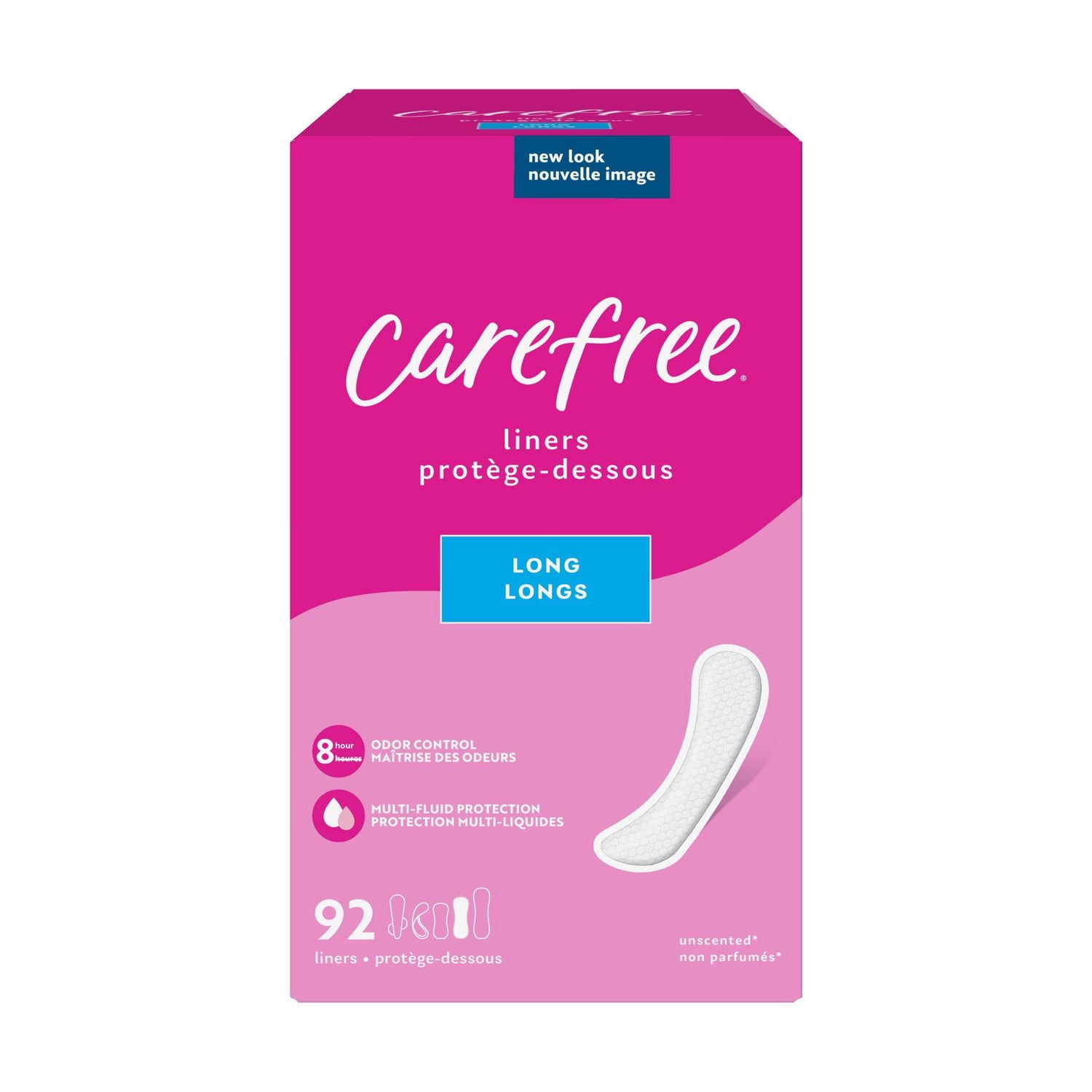 Emballage de 92 protège-dessous Carefree Acti-Fresh galbés longs