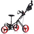thumbnail image 2 of Patiojoy Chariot de Golf Pliable à 3 Roues à Pousser et Tirer avec Siège, Tableau de Bord, Sac, Rouge, 2 of 5