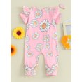 thumbnail image 4 of FAROOT Combinaison pour Bébé Fille, Manches Courtes, Col Ras du Cou, Imprimé Floral, Fermeture Éclair, Barboteuse Décontractée, 4 of 9