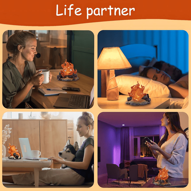 Calcifer lamp, Hal's mobile castle,flame lamp with battery, room