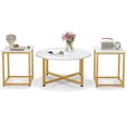 thumbnail image 1 of Costway Ensemble de 3 Tables Basses Table Basse Ronde et 2 Tables d'Appoint Carrées Cadre en Métal Blanc, 1 of 10