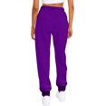 thumbnail image 2 of Innerwin Trousers Solid Color Ladies Bottoms Holiday Straight Leg Lounge Sweatpants Purple M, 2 of 3