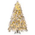 thumbnail image 1 of Gymax 7 FT Pre-Lit Artificial Christmas Tree Snow Flocked Full Xmas Tree, 1 of 10