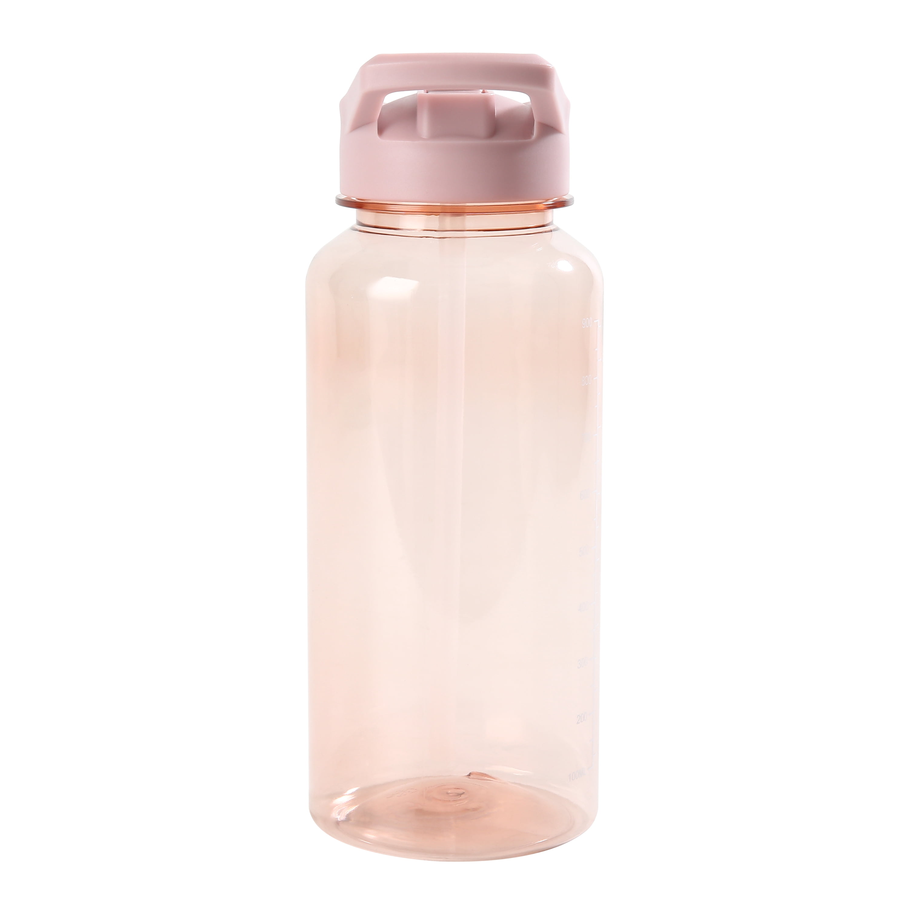 Gourde de sport Mainstays en plastique rose (34 oz / env. 1 L) à large ouverture et bouchon à paille rabattable