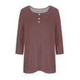 thumbnail image 3 of FAIWAD Oversized Tshirts for Women 3/4 Sleeve Button Decor Tops Cute Round Neck Basic Business Tees Blouses, 3 of 4