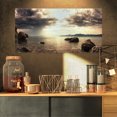 thumbnail image 1 of Rocky Seashore under Clouds Panorama - Modern Beach Canvas Art Print, 1 of 3