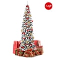thumbnail image 1 of Gymax 7.5ft Snow Flocked Pencil Christmas Tree Artificial Pine Tree w/ Metal Stand, 1 of 10