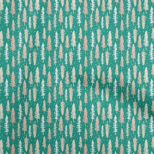 oneOone Cotton Flex Sea Green Fabric Asian Forest Tree Sewing Craft Projects Fabric Prints By Yard 40 Inch Wide