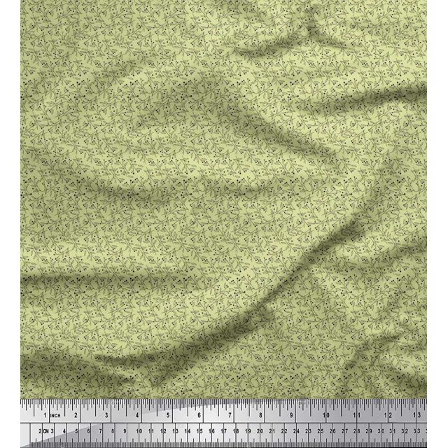 Soimoi Poly Georgette Fabric Leaves & Berries Shirting Print Sewing Fabric Yard 42 Inch Wide