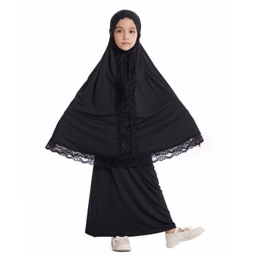 Kcodviy Kids Prayer Set for Winter Clothes for Teen Girls Muslim Girls Two Pieces Clothes for Little Girls Set Skirt and Scarf Cute Clothes for Young Teen Girls Prayer