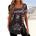 thumbnail image 4 of Birdeem Mode Femme Blouse Imprimée Décontractée Manches Courtes T-Shirt Été Boutons Hauts, 4 of 4