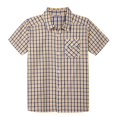 thumbnail image 1 of Bienzoe Boy's Cotton Plaid Button Down Short Sleeve Shirt Blue/Yellow 11/12, 1 of 7