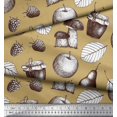 thumbnail image 3 of Soimoi Poly Georgette Fabric Mushroom, Pear Fruits Decor Fabric Printed Yard 52 Inch Wide, 3 of 3