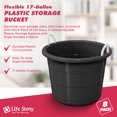 thumbnail image 3 of Life Story 17 Gal Flexible Plastic Storage Bucket w/ Rope Handles, Black, 8 Pack, 3 of 10