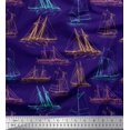 thumbnail image 1 of Soimoi Rayon Fabric Ship Ocean Printed Craft Fabric by The Yard 56 Inch Wide, 1 of 3