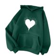 thumbnail image 4 of XZNGL Womens Comfortable Sweater Heart Pattern Printed Womens Hooded Pocket Drawstring Sweater, 4 of 4