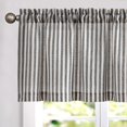 thumbnail image 1 of Linen Stripe Curtain Valance for Windows 16 Inch Blackout for Kitchen Living Room Bathroom Rustic Cottage Farmhouse Window Treatment Rod Pocket Design 1 Panel Black on Linen, 1 of 7