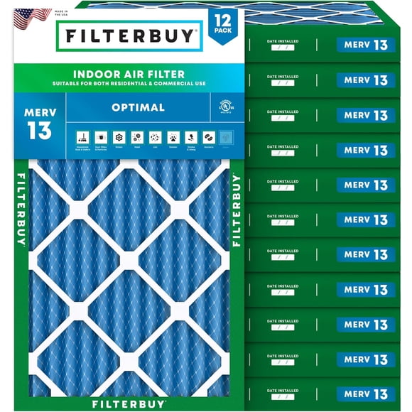 Filterbuy 17.25x35.25x2 Air Filter MERV 13 Health Defense, HVAC AC Furnace Air Filters Replacement (12-Pack)