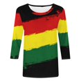thumbnail image 4 of Fridja Chemises en Solde pour Femmes Manches 3/4 Col Rond Hauts Femmes Printemps Été Décontracté Ample Rayé Imprimé Blouses de Plage Vacances (Multicolore,L), 4 of 5
