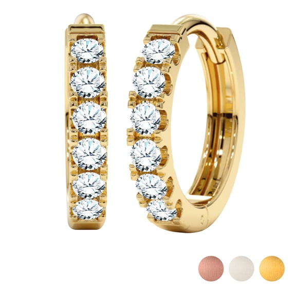 JeenMata Certified Lab Grown Diamond Hoop Earrings - Round Cut Classic Hoop Earrings for Everyday Jewelry - Yellow Gold Plating