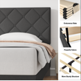 thumbnail image 3 of Queen Bed Frame, Queen Size Platform Bed With Fabric Upholstered Headboard, Dark Gray, 3 of 6