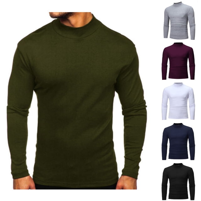 QIPOPIQ Mens Half Turtleneck Long Sleeve Pullover Basic Designed Undershirt Stretch Slim Fit Sweaters Clearance