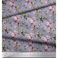 thumbnail image 3 of Soimoi Tissu Poly Georgette Colibri, Feuilles & Roses Imprimés Floraux au Mètre 52 Pouces de Large, 3 of 3