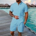 thumbnail image 1 of Weiqiqre Men's Short Sets 2 Piece Outfits Button Down Linen Shirts and Short Sets Summer Beach Outfis, 1 of 6