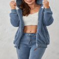 thumbnail image 4 of Womens Full Zip Up Sherpa Hoodie Fuzzy Fleece Jacket Oversized Fluffy Coat with Pockets, 4 of 9