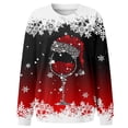thumbnail image 4 of TIMIFIS Chandail de Noël Surdimensionné pour Femmes, Décontracté et Mignon, Imprimé Flocon de Neige et Verre de Vin Rouge, Col Rond, Chandail à Enfiler, Cadeaux pour Femmes pour Noël, 4 of 5