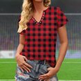 thumbnail image 3 of Liquidation d'Économies! Hauts pour Femmes Grande Taille, Blouse d'Été à Manches Courtes pour Femmes, T-shirt Blouse à Col Rond à Boutons Imprimé à Manches Courtes pour Femmes, 3 of 4