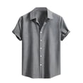 thumbnail image 1 of Kaemgyyd Button down Shirt for Men Plus Size Short Sleeve Lapel Summer Vacation Wedding Tops Breathable Solid Color Work Tee, 1 of 7