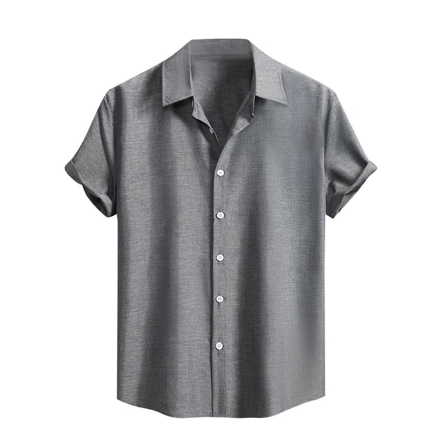 Kaemgyyd Button down Shirt for Men Plus Size Short Sleeve Lapel Summer Vacation Wedding Tops Breathable Solid Color Work Tee