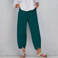 thumbnail image 1 of Women's Summer Comfortable Loose Wide Legged Fashion Solid Color Capris RXIRUCGD Vert, Taille: S, 1 of 5