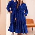 thumbnail image 4 of FAIWAD Women's Flannel Thickened Nightgown Soft Warm Fuzzy Fleece Robe Solid Color Bathrobe Loungewear with Pockets, 4 of 7