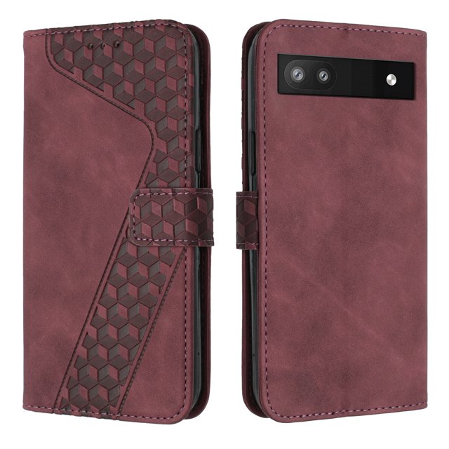 Compatible with Google Pixel 6A Case Wallet Design made of premium PU leather with a textured geometric pattern and neatly stitched edges. Features 3 card slots, a money pocket, and a detachable wrist strap for convenience. Magnetic closure ensures security, while the flip cover provides full protection against scratches, drops, and dust. Includes a kickstand function for hands-free viewing. Specifically designed for Google Pixel 6A with precise cutouts for ports, speakers, and camera.